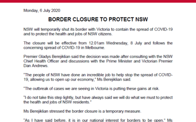 Border Closure to Protect NSW