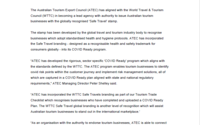 ATEC Aligns with WTTC as Part of #TravelSafeAustralia