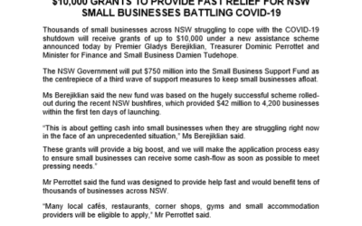 $10,000 Grants for NSW Small Businesses impacted by COVID-19